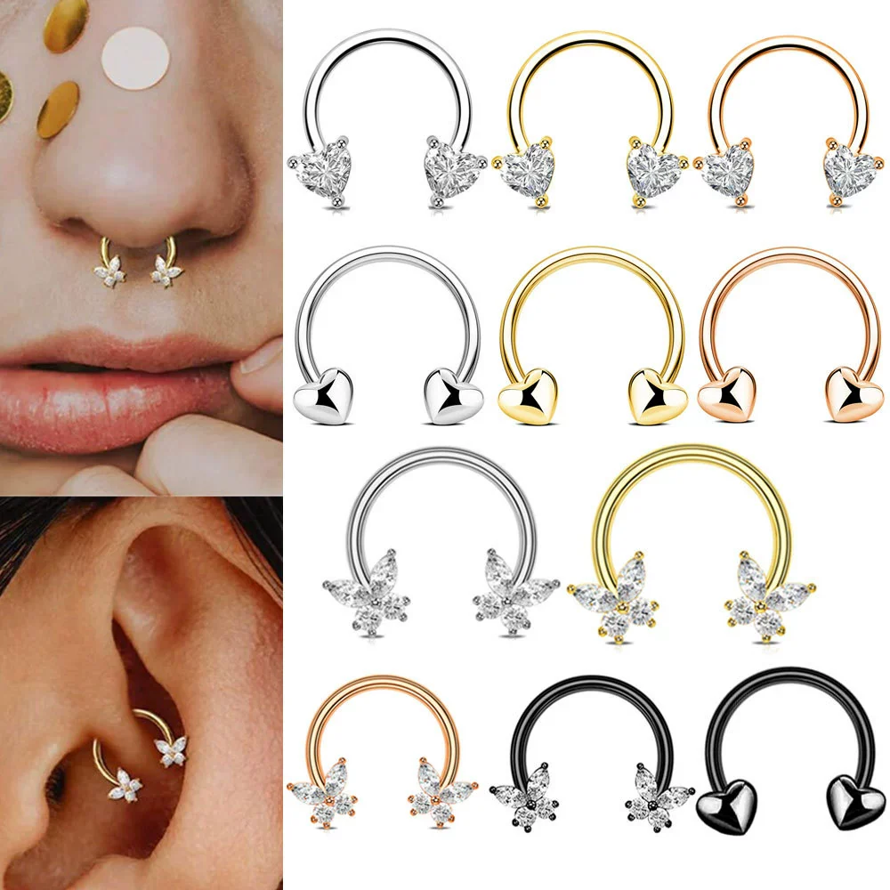 Wholesale Stainless Steel Geometric Minimalist Electroplated Cring Puncture Nasal Ring And Ear Bone Nail