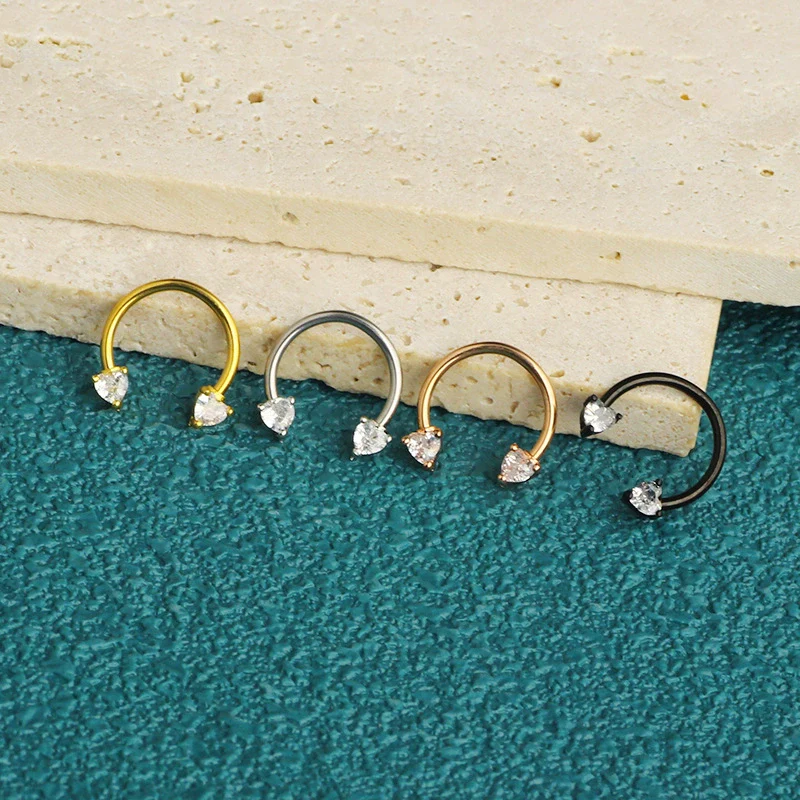 Wholesale Stainless Steel Geometric Minimalist Electroplated Cring Puncture Nasal Ring And Ear Bone Nail - Image 3