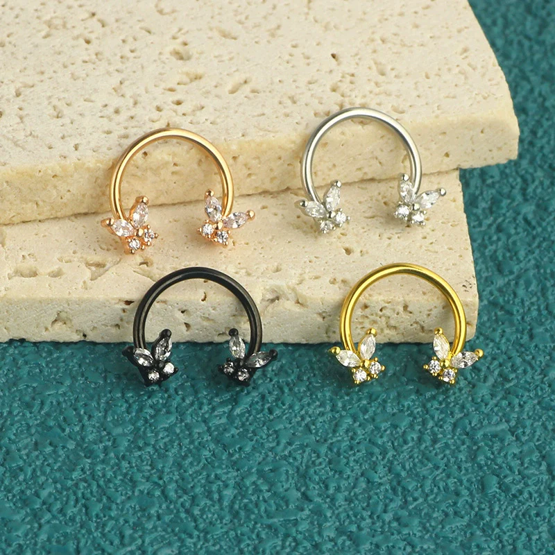 Wholesale Stainless Steel Geometric Minimalist Electroplated Cring Puncture Nasal Ring And Ear Bone Nail - Image 4