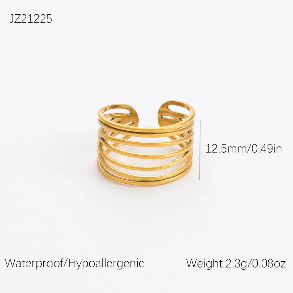 Wholesale Stainless Steel Geometric Multi Layer Irregular Plated Ring For Women - Image 9