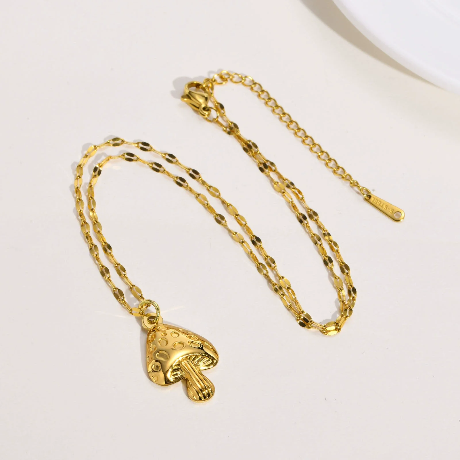 Wholesale Stainless Steel Geometric Mushroom Women's Earrings And Necklace With Electroplating - Image 2