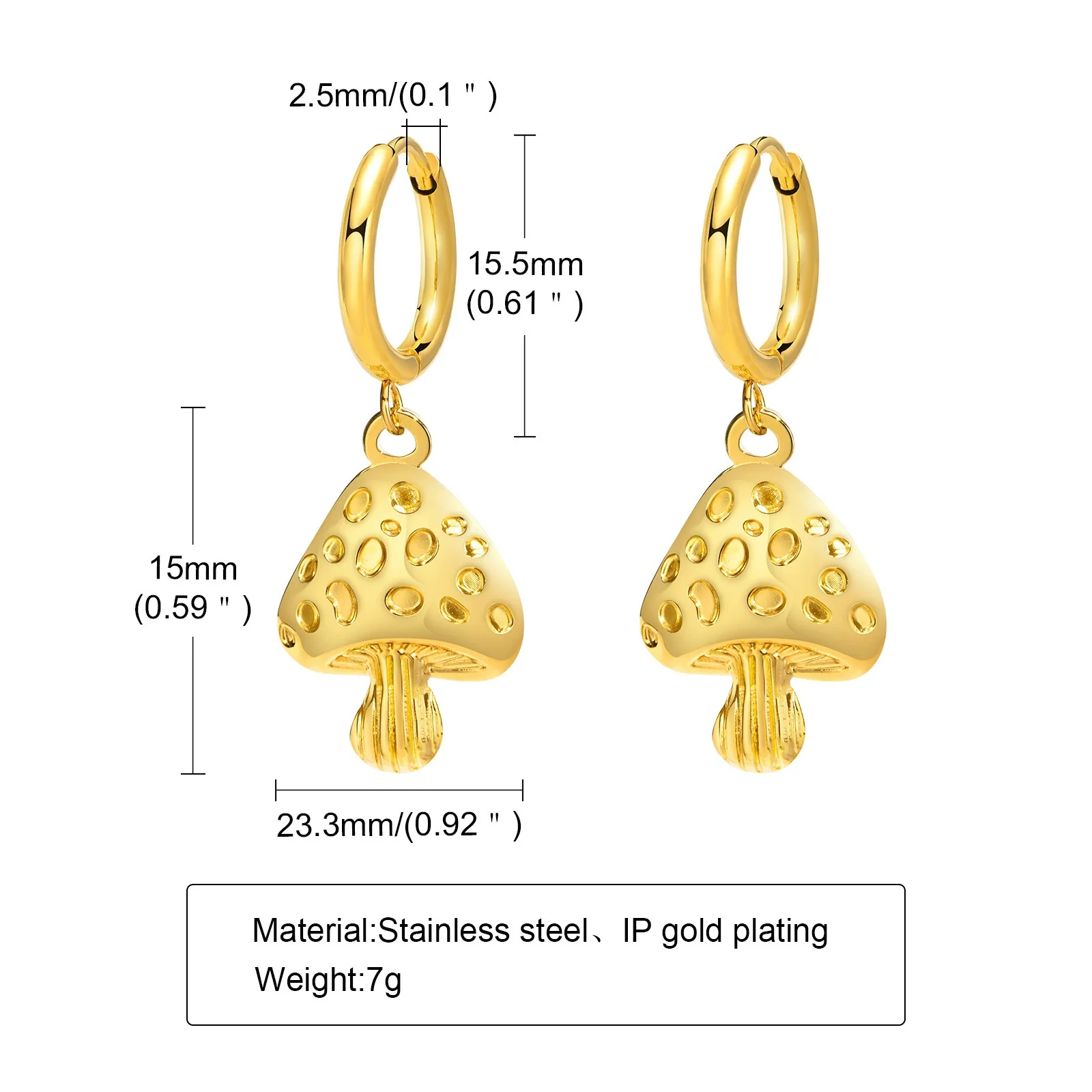 Wholesale Stainless Steel Geometric Mushroom Women's Earrings And Necklace With Electroplating - Image 4
