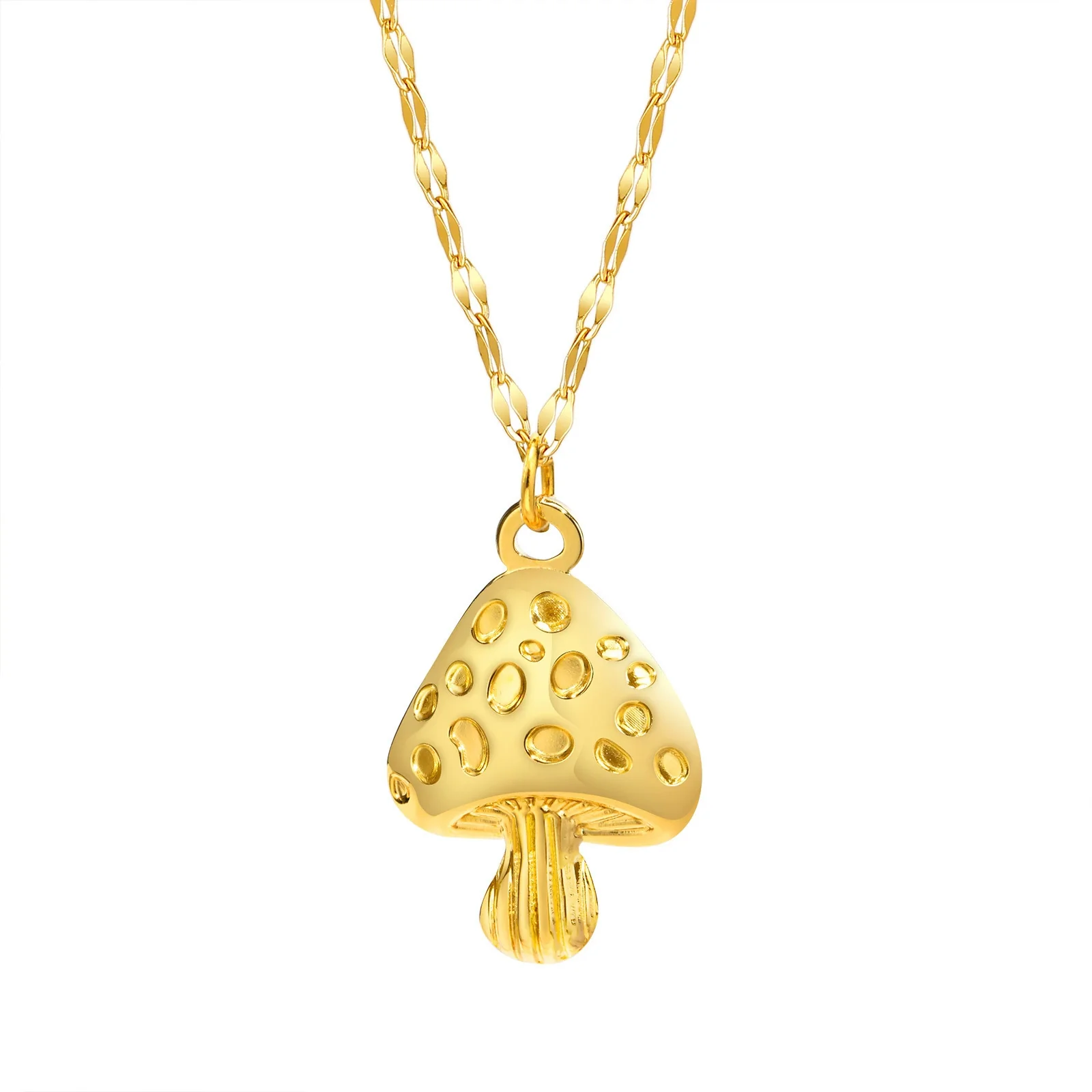 Wholesale Stainless Steel Geometric Mushroom Women's Earrings And Necklace With Electroplating - Image 5