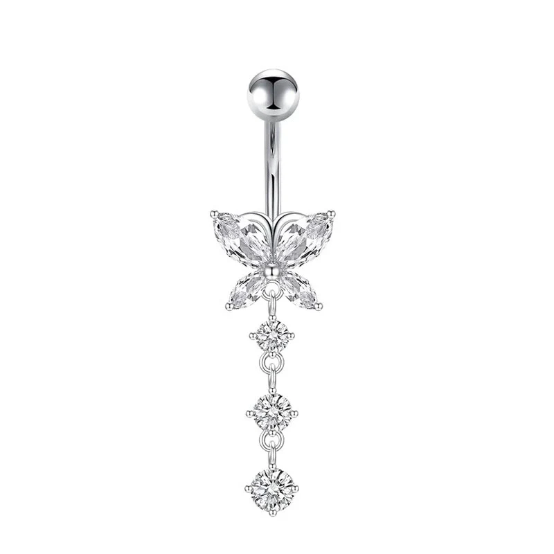 Wholesale Stainless Steel Geometric Navel Ring With Butterfly Zircon And Electroplating Treatment - Image 17