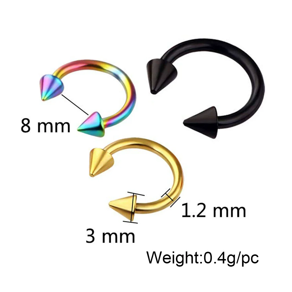 Wholesale Stainless Steel Geometric Nose Ring And Eyebrow Nail Piercing Jewelry Set Electroplated Unisex - Image 4