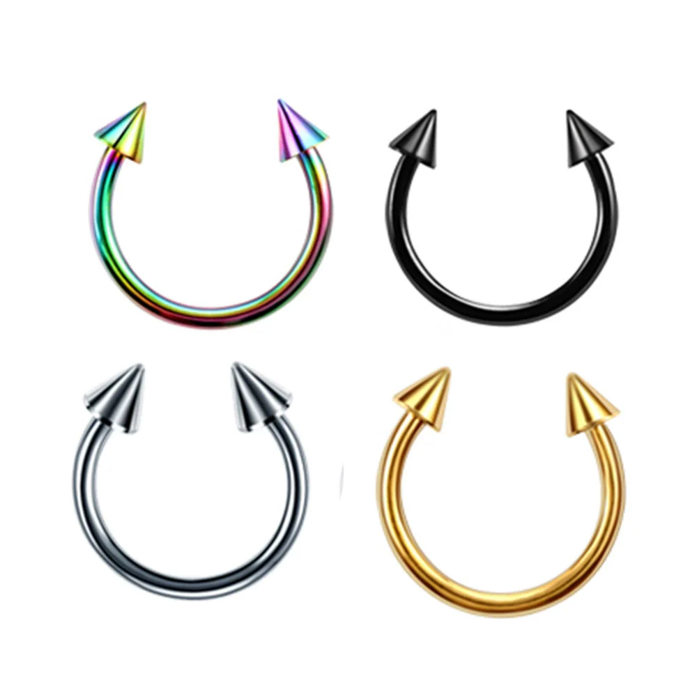 Wholesale Stainless Steel Geometric Nose Ring And Eyebrow Nail Piercing Jewelry Set Electroplated Unisex - Image 5