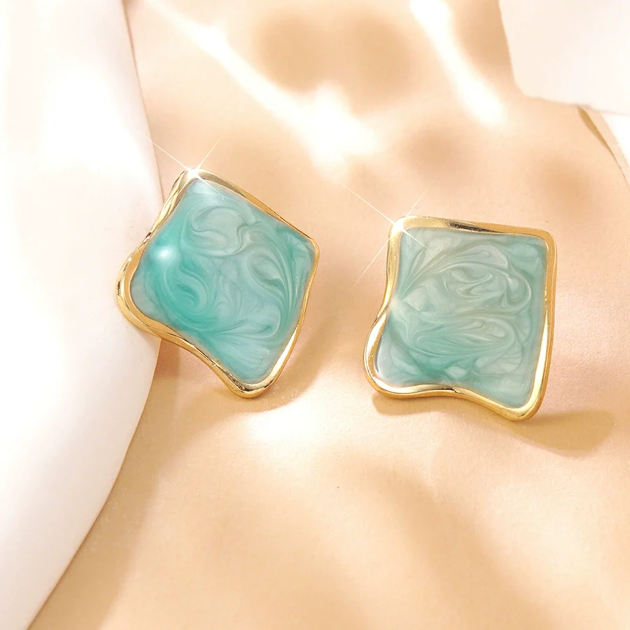 Wholesale Stainless Steel Geometric Oil Dripping Earrings For Women Sweet And Cool Style - Image 2