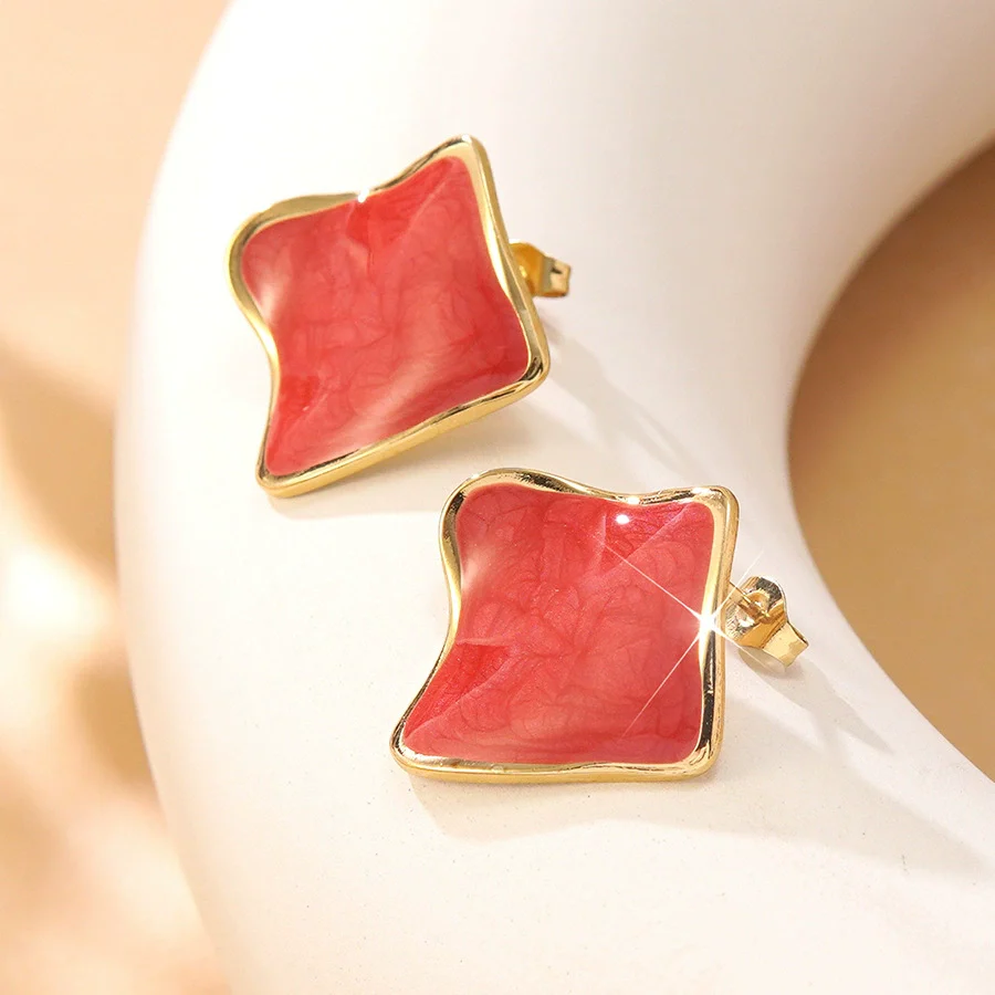Wholesale Stainless Steel Geometric Oil Dripping Earrings For Women Sweet And Cool Style - Image 4