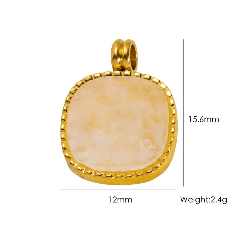 Wholesale Stainless Steel Geometric Oildrip Diamondstudded Natural Stone Pendant Necklace With Furnace Vacuum Electroplated 18K Gold Accessories - Image 15