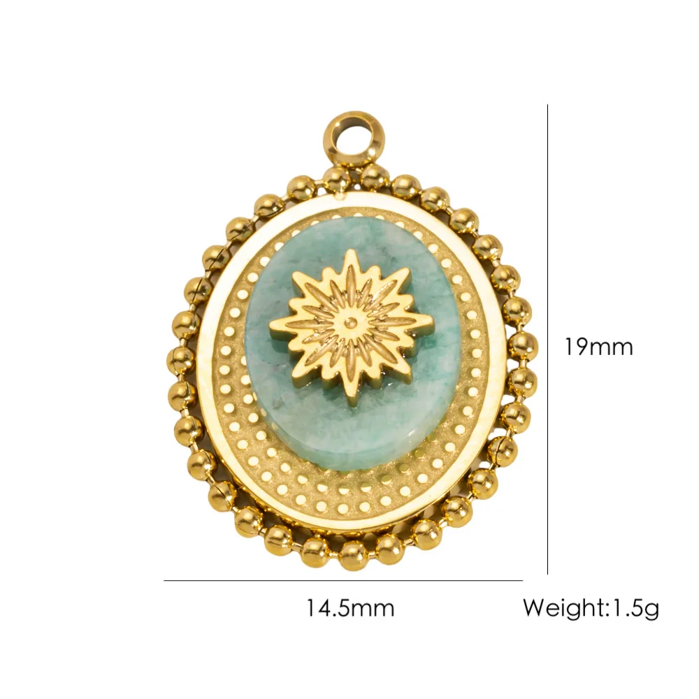 Wholesale Stainless Steel Geometric Oildrip Diamondstudded Natural Stone Pendant Necklace With Furnace Vacuum Electroplated 18K Gold Accessories - Image 17