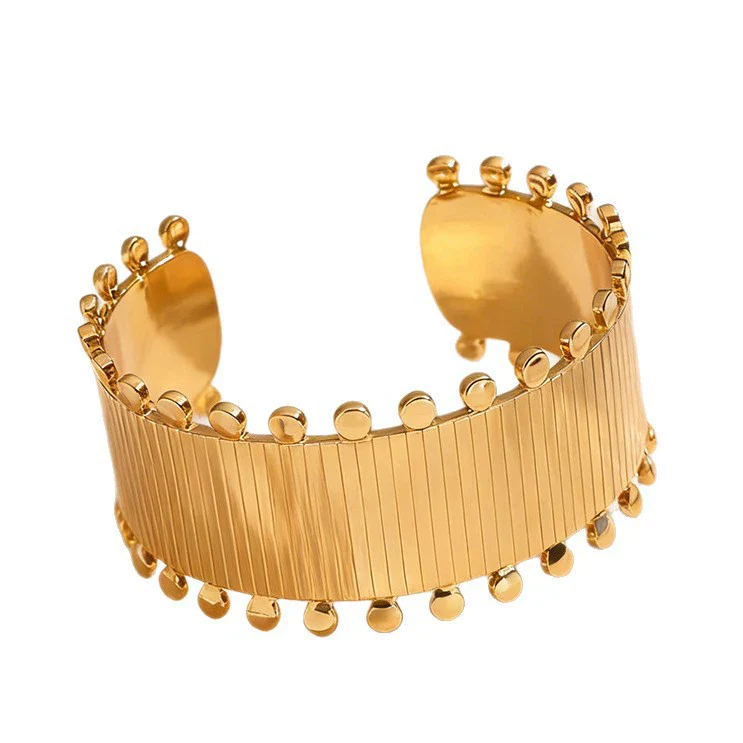 Wholesale Stainless Steel Geometric Open Bracelet With Hydraulic Pressure Design Retro Personality Light Luxury Jewelry - Image 5