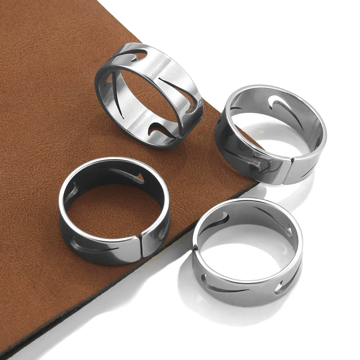 Wholesale Stainless Steel Geometric Open Hook Ring Jewelry With Electroplating Treatment Simple Style Unisex - Image 2