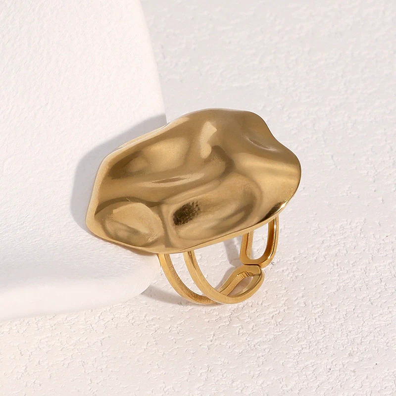Wholesale Stainless Steel Geometric Open Ring For Women 18K Gold Plated Simple Style - Image 4