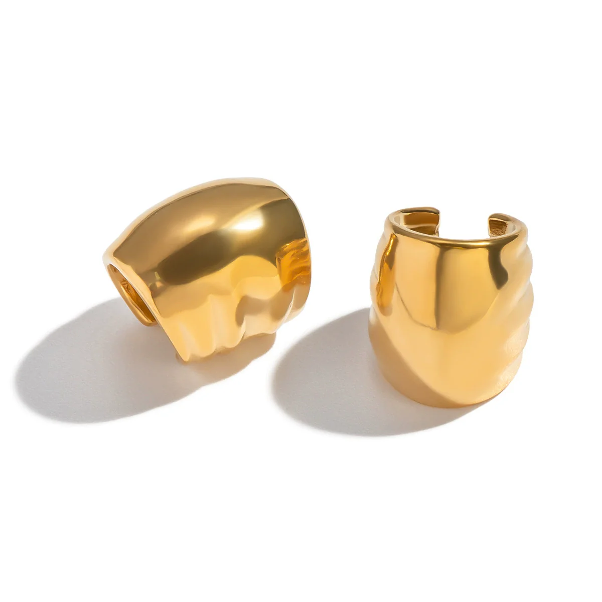 Wholesale Stainless Steel Geometric Oval Real Gold Plated Ear Clip Earrings For Women - Image 5