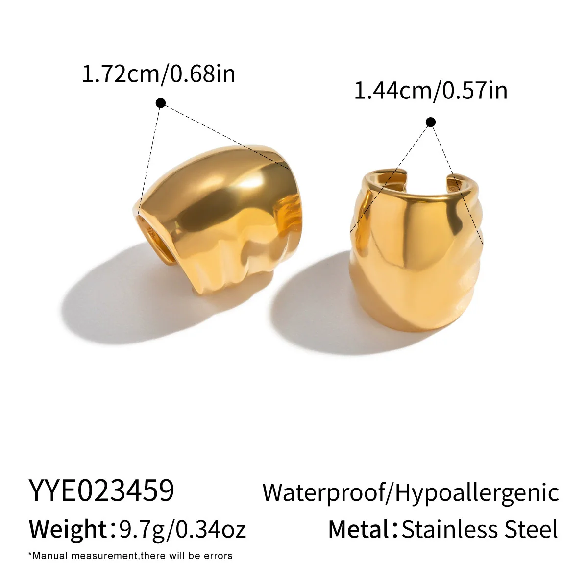 Wholesale Stainless Steel Geometric Oval Real Gold Plated Ear Clip Earrings For Women - Image 6