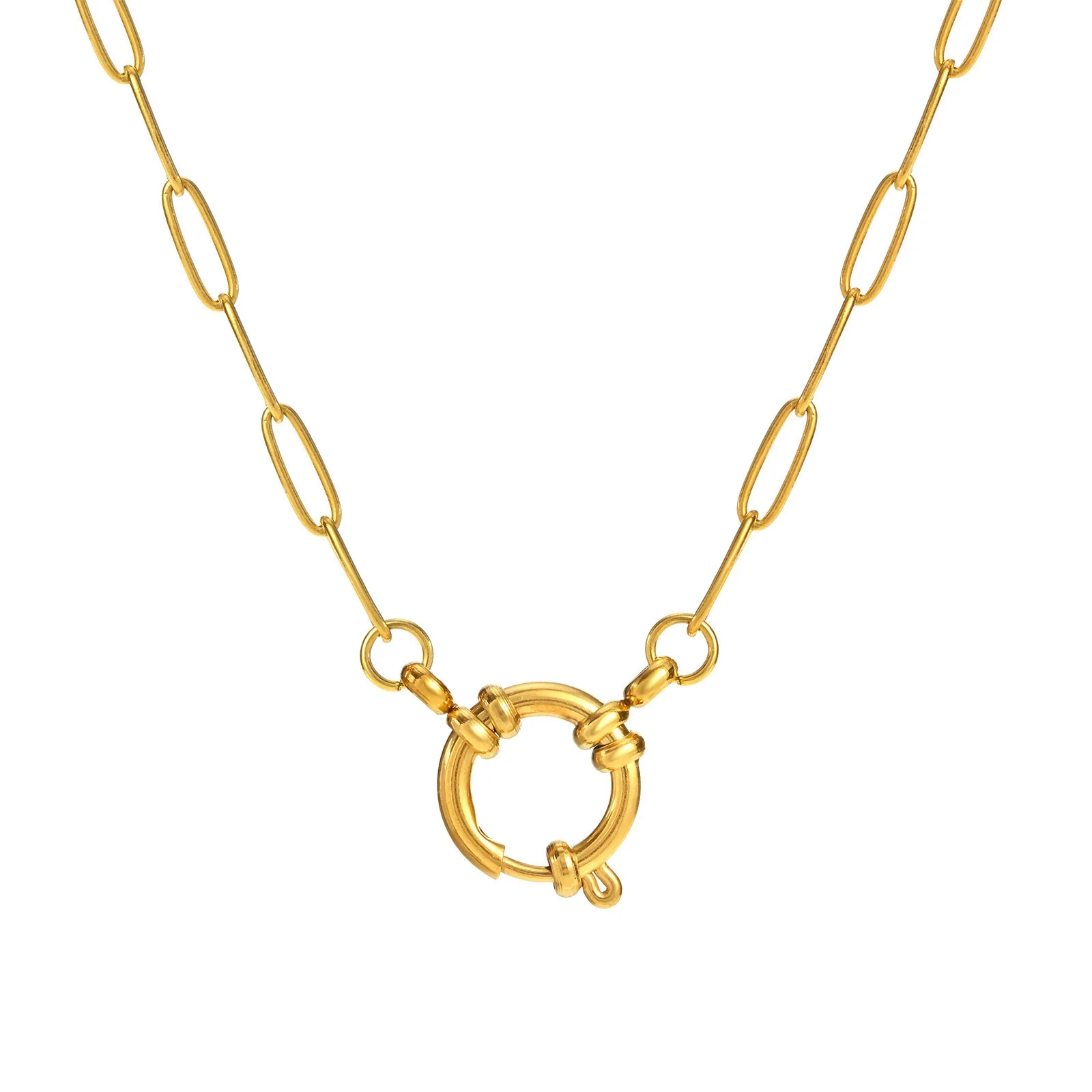Wholesale Stainless Steel Geometric Pendant Necklace With Adjustable Chain Furnace Vacuum Electroplated 18K Gold Color Retention Unisex - Image 29