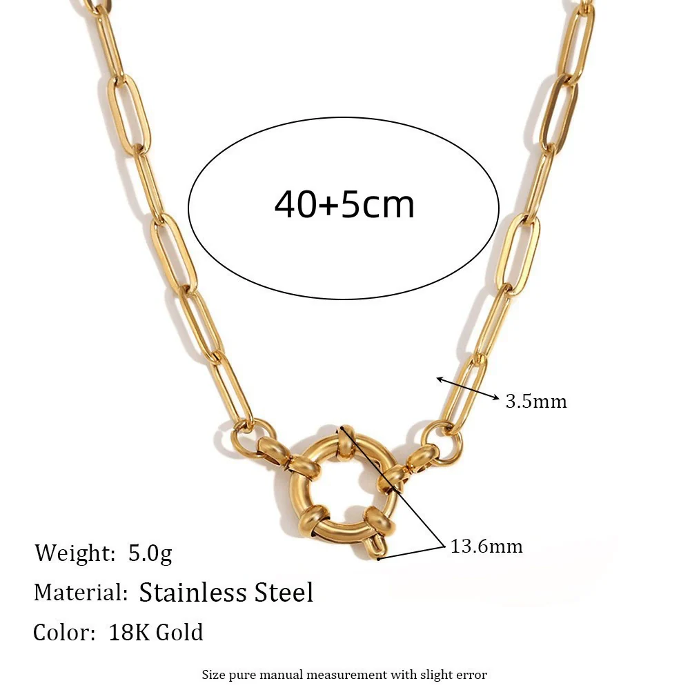 Wholesale Stainless Steel Geometric Pendant Necklace With Adjustable Chain Furnace Vacuum Electroplated 18K Gold Color Retention Unisex - Image 31
