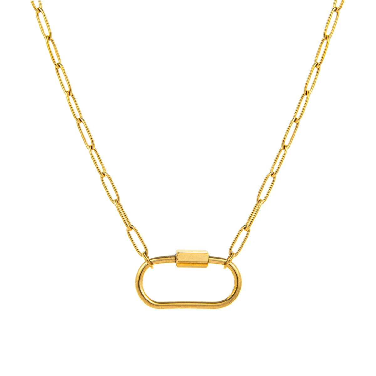 Wholesale Stainless Steel Geometric Pendant Necklace With Adjustable Chain Furnace Vacuum Electroplated 18K Gold Color Retention Unisex - Image 35