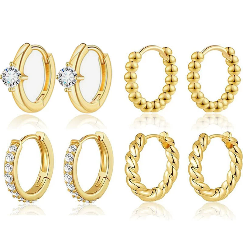 Wholesale Stainless Steel Geometric Personality Small Circle Earrings 18K Gold Electroplated