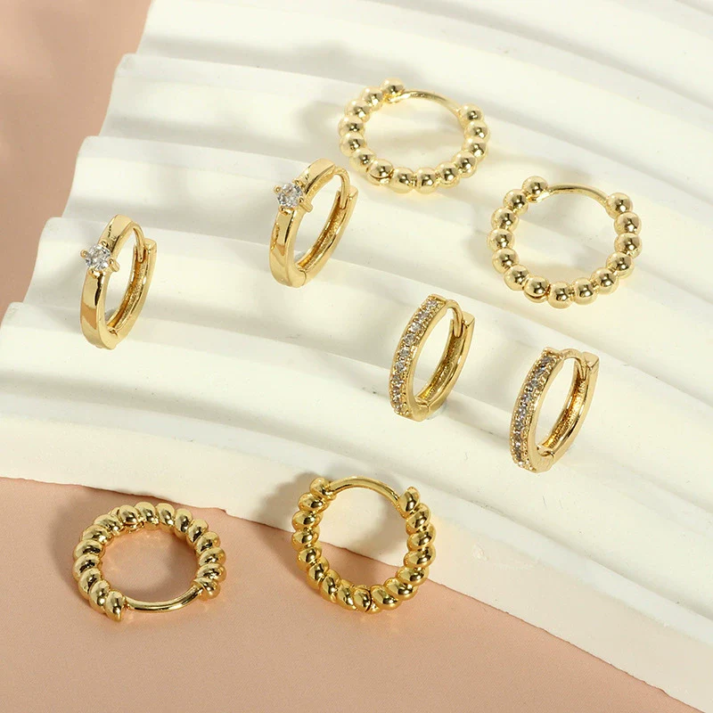 Wholesale Stainless Steel Geometric Personality Small Circle Earrings 18K Gold Electroplated - Image 3