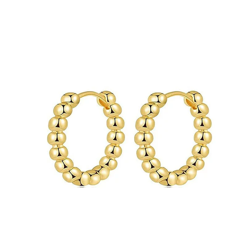 Wholesale Stainless Steel Geometric Personality Small Circle Earrings 18K Gold Electroplated - Image 8