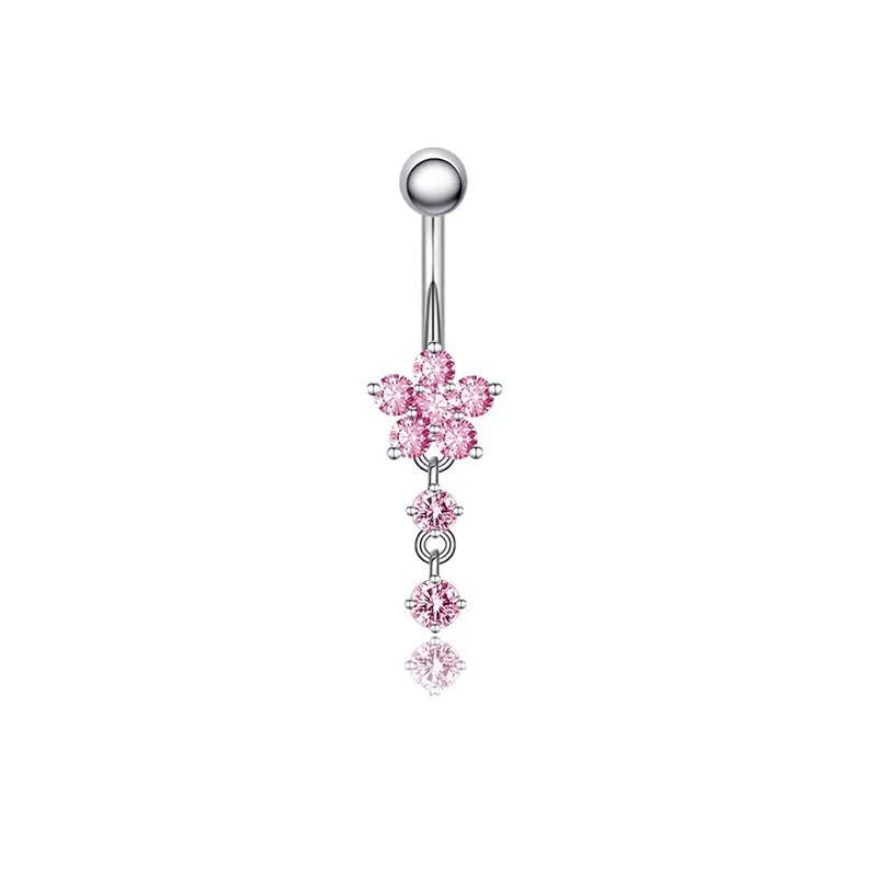 Wholesale Stainless Steel Geometric Pink Butterfly Pendant Umbilical Ring Piercing Jewelry Electroplated - Image 5