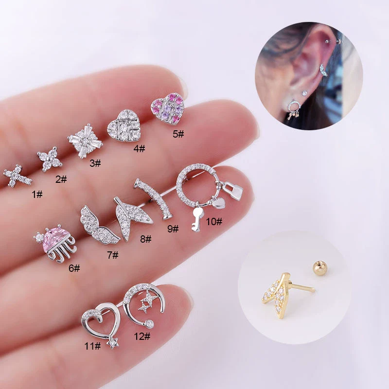 Wholesale Stainless Steel Geometric Printed Piercing Earrings For Women - Image 2