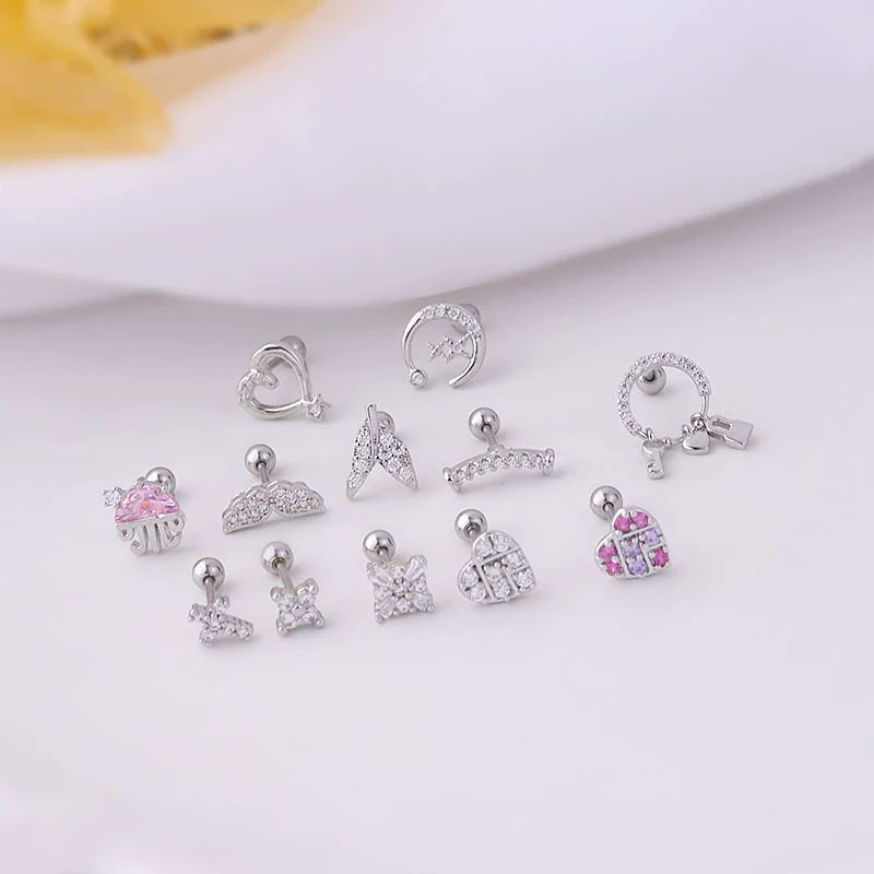 Wholesale Stainless Steel Geometric Printed Piercing Earrings For Women - Image 4