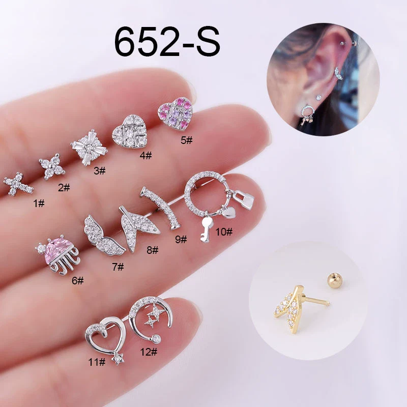 Wholesale Stainless Steel Geometric Printed Piercing Earrings For Women - Image 6
