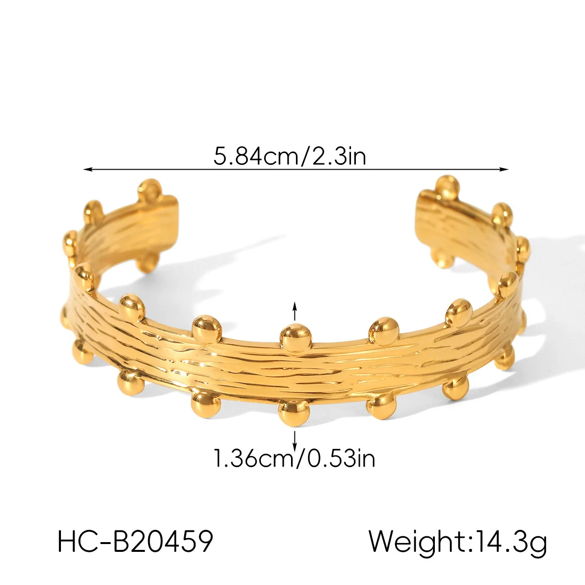 Wholesale Stainless Steel Geometric Retro Pleated Gold Bean Open Electroplated Bracelet Accessories - Image 5