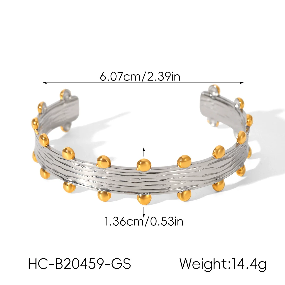Wholesale Stainless Steel Geometric Retro Pleated Gold Bean Open Electroplated Bracelet Accessories - Image 7
