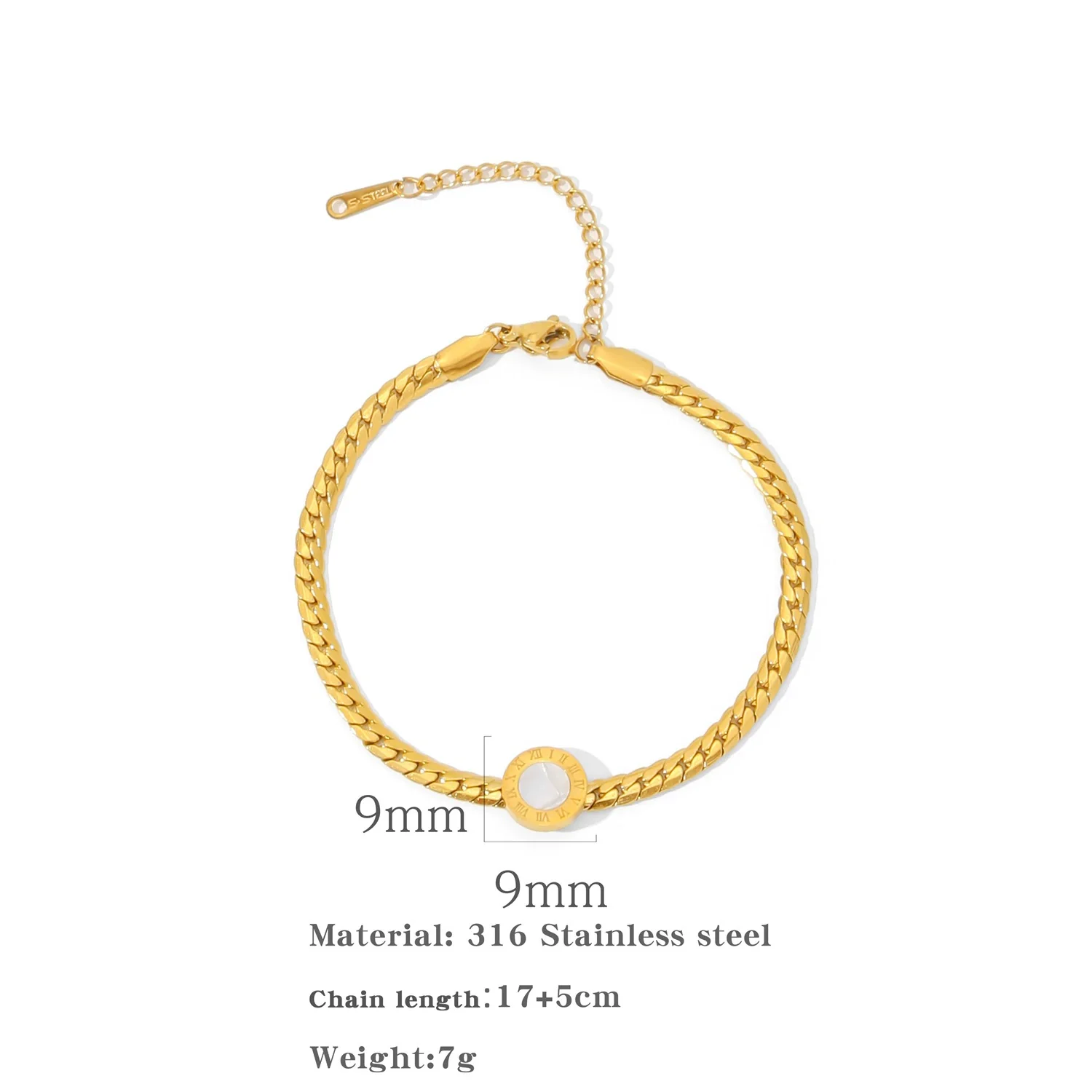 Wholesale Stainless Steel Geometric Roman Letters Electroplated Women's Bracelet - Image 6
