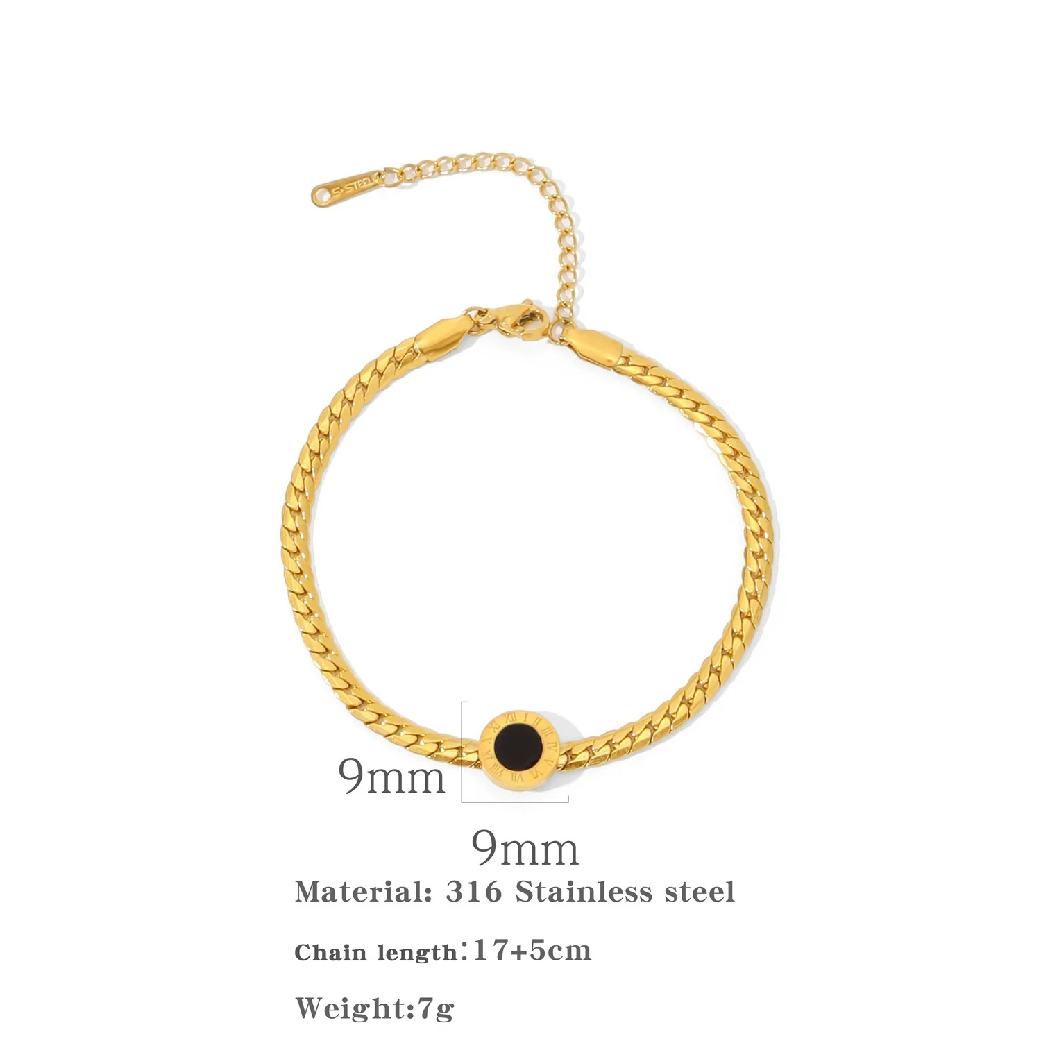 Wholesale Stainless Steel Geometric Roman Letters Electroplated Women's Bracelet - Image 7