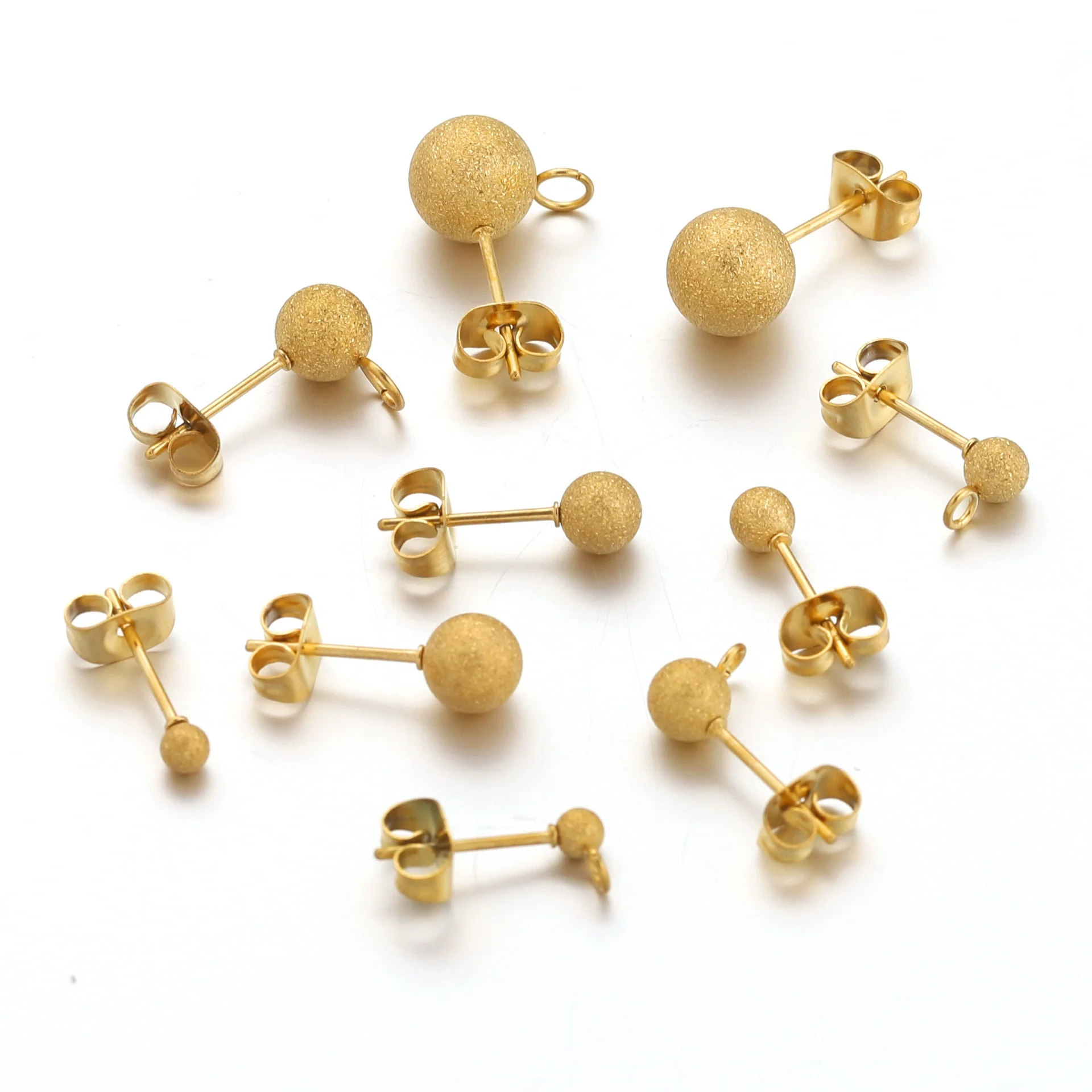 Wholesale Stainless Steel Geometric Round Beads Welding Needle Hanging Titanium Steel Electroplated Earrings Diy Handmade Jewelry Accessories - Image 3