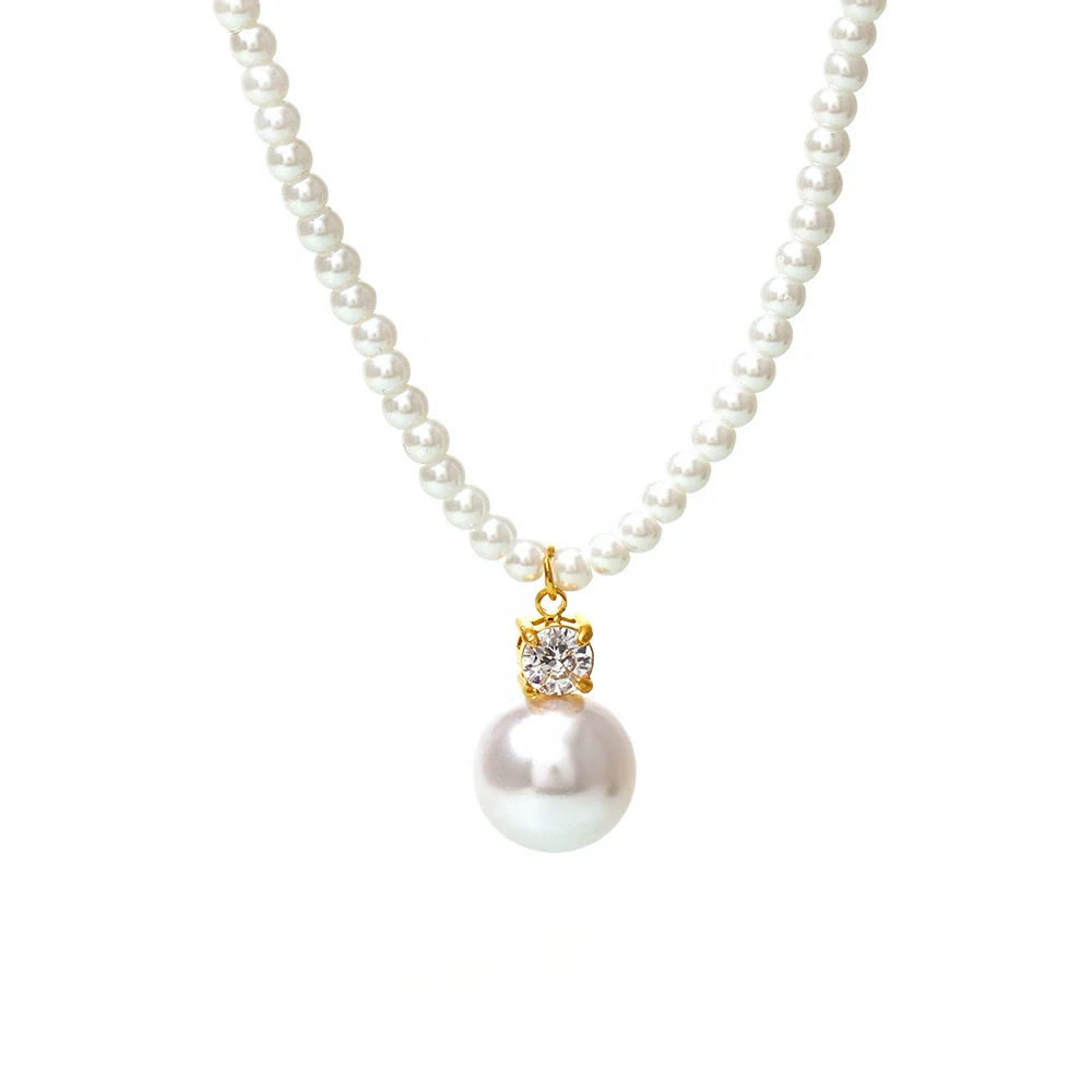 Wholesale Stainless Steel Geometric Shell Bead Pendant Collarbone Necklace For Women With Electroplating Treatment Elegant Style - Image 4