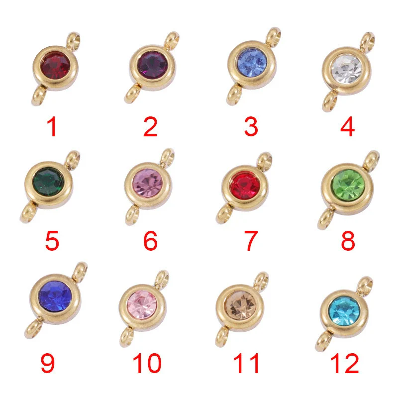 Wholesale Stainless Steel Geometric Smooth Double Circle Birthstone Pendant Jewelry Accessories