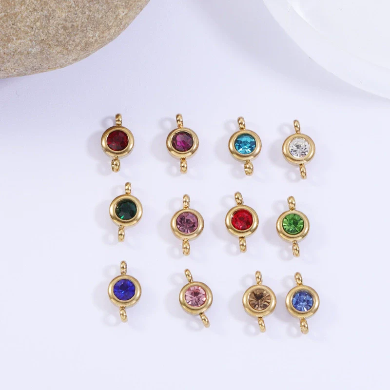 Wholesale Stainless Steel Geometric Smooth Double Circle Birthstone Pendant Jewelry Accessories - Image 3