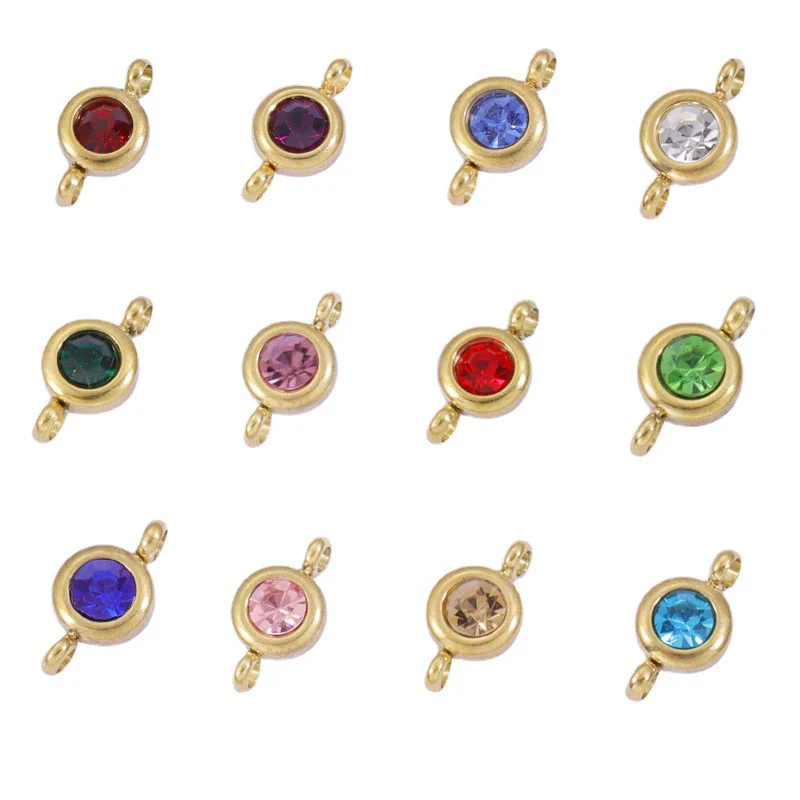 Wholesale Stainless Steel Geometric Smooth Double Circle Birthstone Pendant Jewelry Accessories - Image 5
