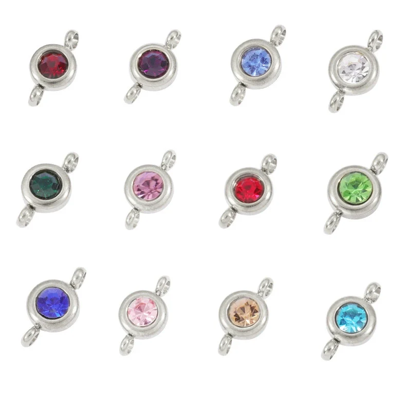 Wholesale Stainless Steel Geometric Smooth Double Circle Birthstone Pendant Jewelry Accessories - Image 6