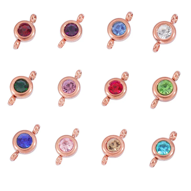 Wholesale Stainless Steel Geometric Smooth Double Circle Birthstone Pendant Jewelry Accessories - Image 8