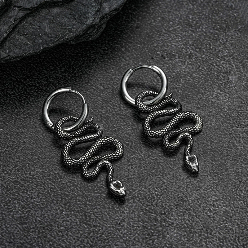 Wholesale Stainless Steel Geometric Snake Polish Earrings For Men And Women