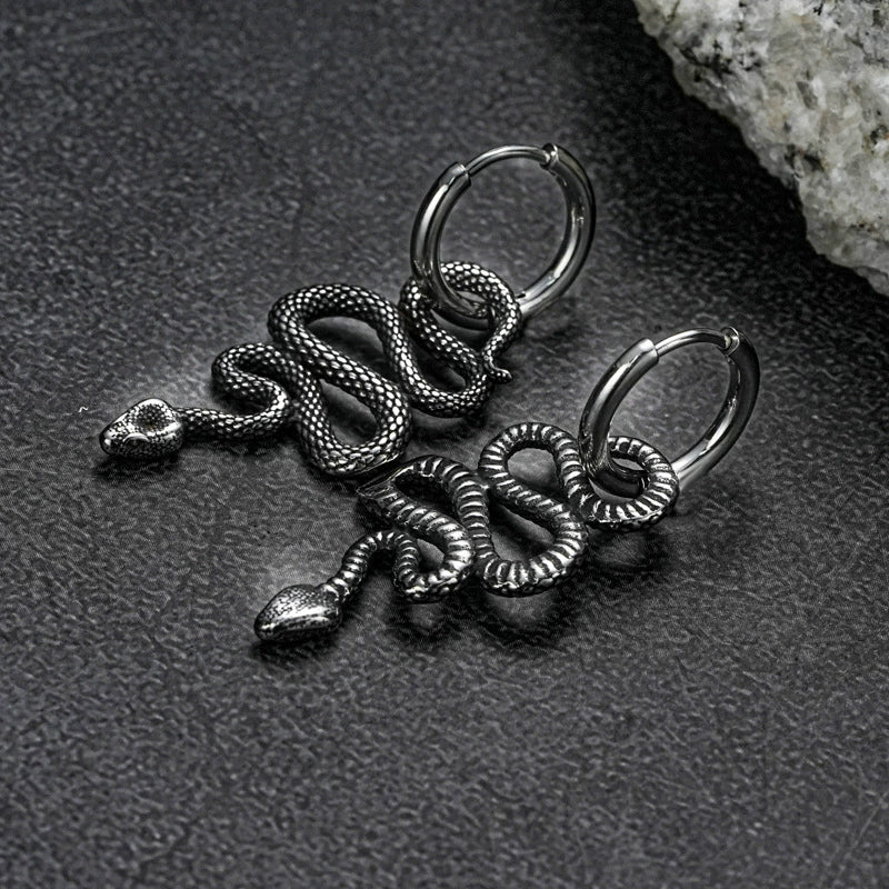 Wholesale Stainless Steel Geometric Snake Polish Earrings For Men And Women - Image 2