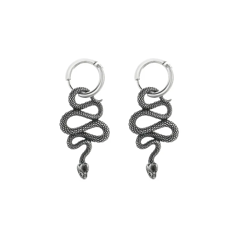 Wholesale Stainless Steel Geometric Snake Polish Earrings For Men And Women - Image 5