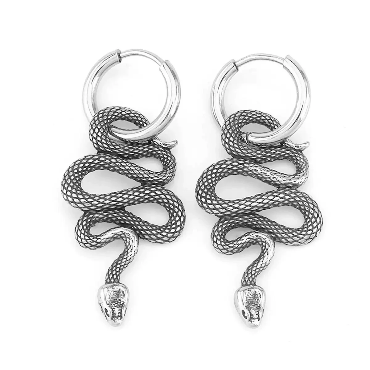 Wholesale Stainless Steel Geometric Snake Polish Earrings For Men And Women - Image 6