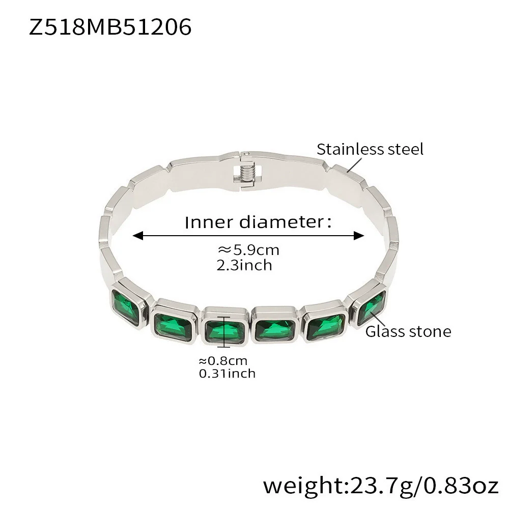 Wholesale Stainless Steel Geometric Square Stained Glass Stone 18K Gold Plated Bracelet Jewelry Accessories - Image 11