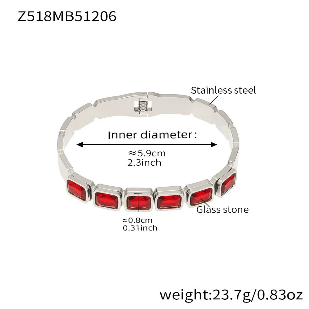 Wholesale Stainless Steel Geometric Square Stained Glass Stone 18K Gold Plated Bracelet Jewelry Accessories - Image 13