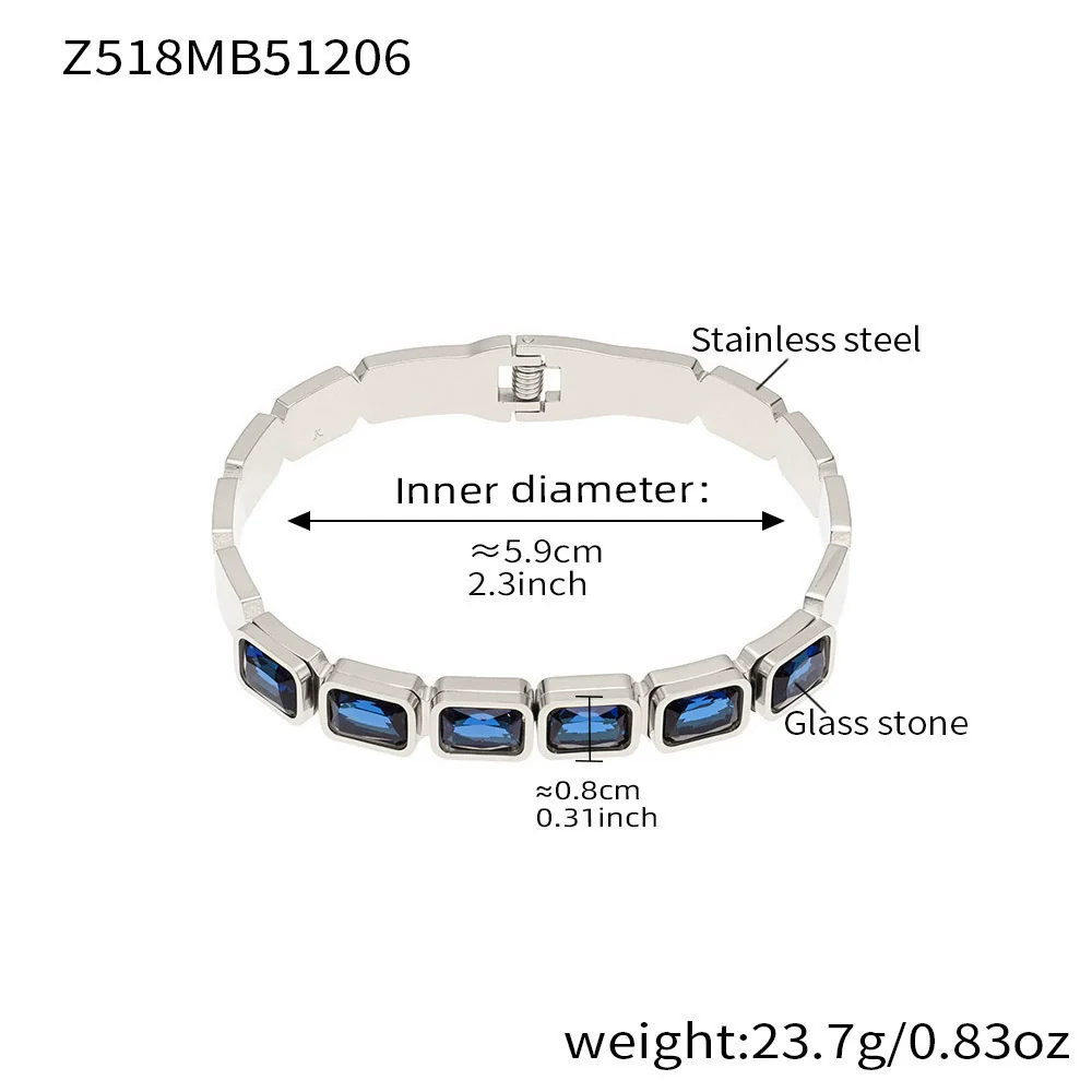 Wholesale Stainless Steel Geometric Square Stained Glass Stone 18K Gold Plated Bracelet Jewelry Accessories - Image 15