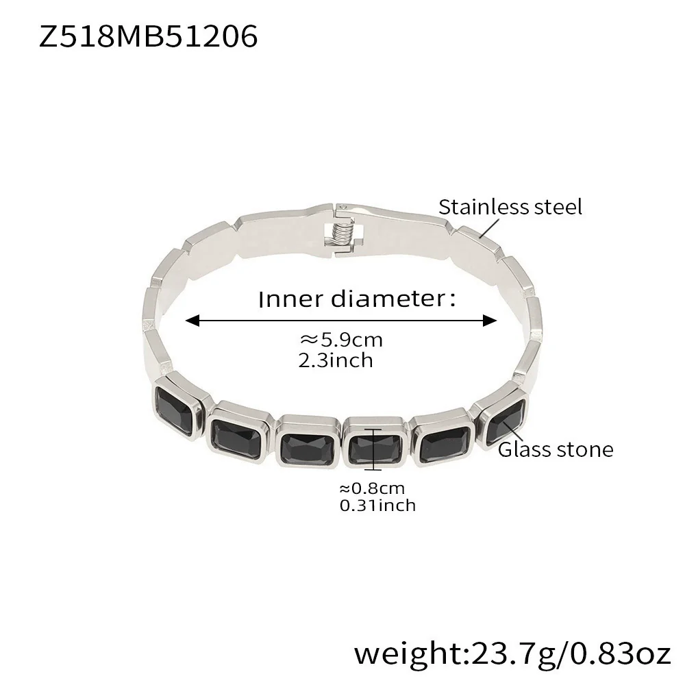 Wholesale Stainless Steel Geometric Square Stained Glass Stone 18K Gold Plated Bracelet Jewelry Accessories - Image 7