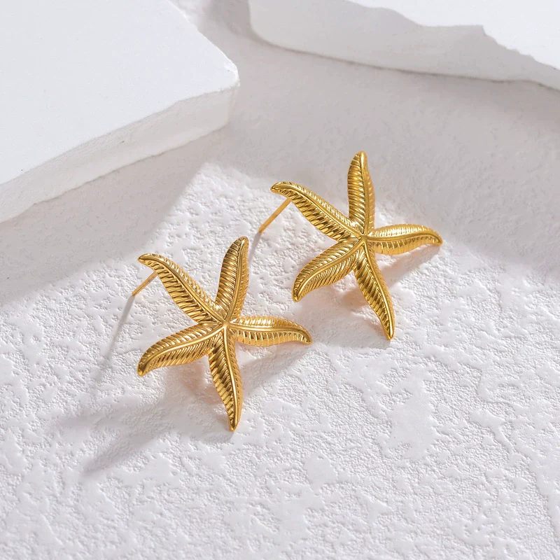 Wholesale Stainless Steel Geometric Starfish Earrings With Electroplating Fashion Ins Niche Style For Women - Image 4