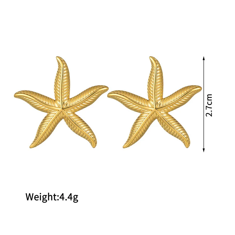 Wholesale Stainless Steel Geometric Starfish Earrings With Electroplating Fashion Ins Niche Style For Women - Image 5